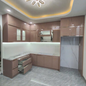 Tủ Bếp Nhôm Cánh Kính Cao Cấp HTP0001
